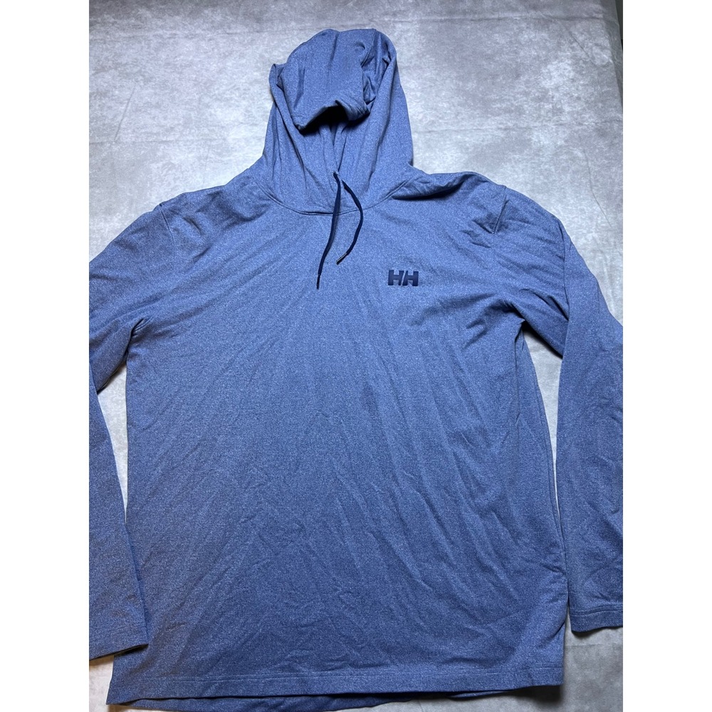 Helly Hansen Mens XL Blue Heathered Performance Long Sleeve Sun Hoodie 0964